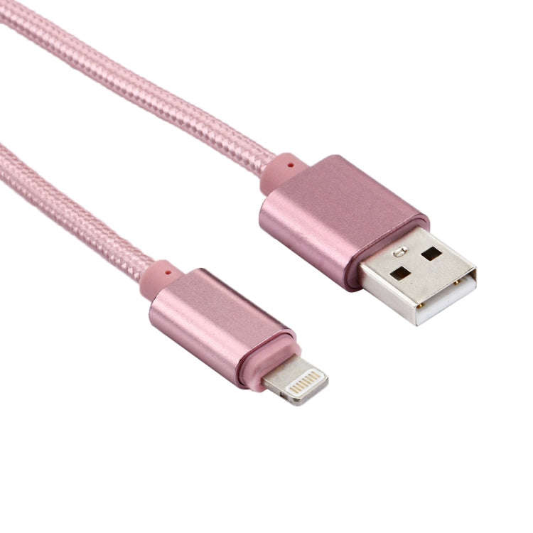 1m Woven Style Metal Head 84 Cores 8 Pin to USB 2.0 Data / Charger Cable(Rose Gold)