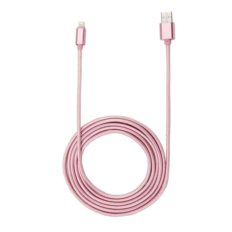 1m Woven Style Metal Head 84 Cores 8 Pin to USB 2.0 Data / Charger Cable(Rose Gold)