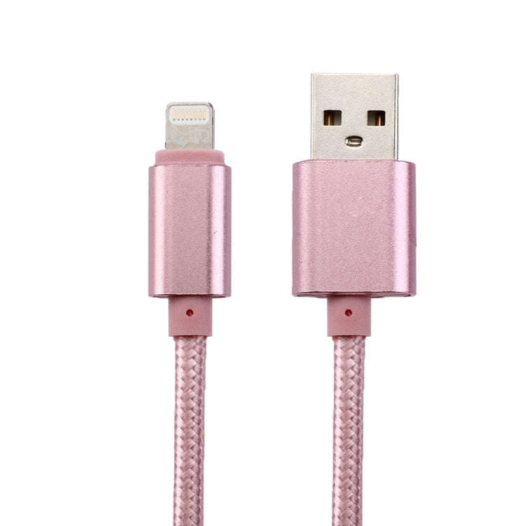 1m Woven Style Metal Head 84 Cores 8 Pin to USB 2.0 Data / Charger Cable(Rose Gold)