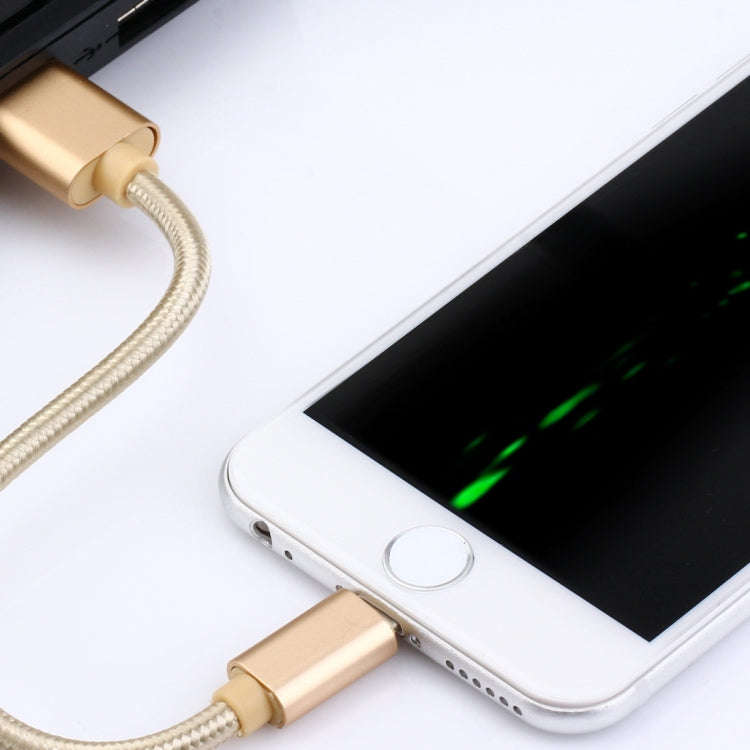 1m Woven Style Metal Head 84 Cores 8 Pin to USB 2.0 Data / Charger Cable(Rose Gold)