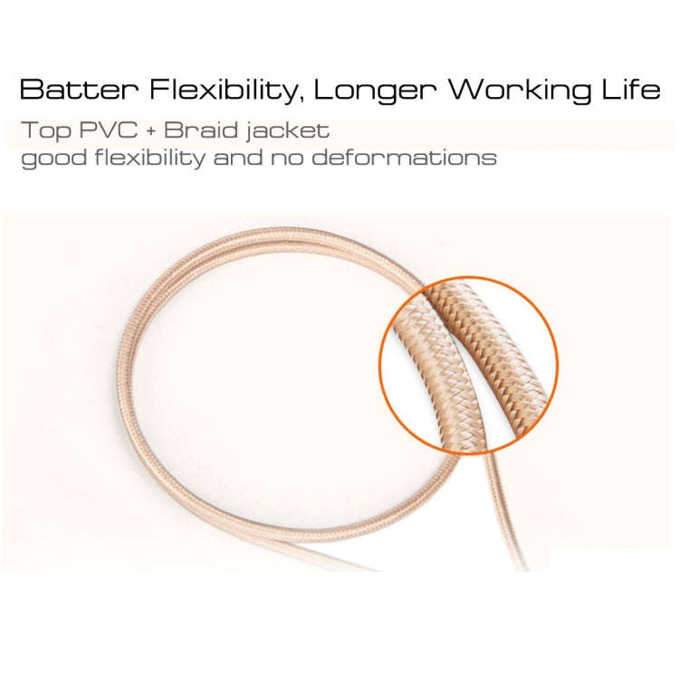 1m 3A Woven Style Metal Head 8 Pin to USB Data / Charger Cable(Gold)