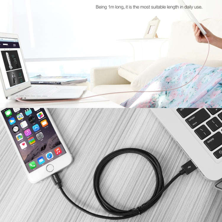 1m 3A Woven Style Metal Head 8 Pin to USB Data / Charger Cable(Blue)