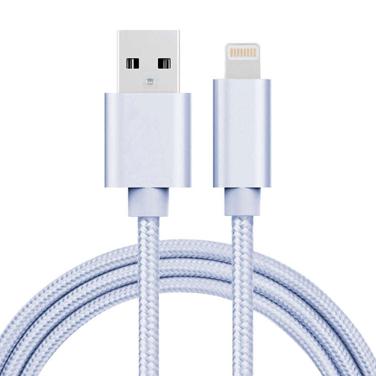 1m 3A Woven Style Metal Head 8 Pin to USB Data / Charger Cable(Silver)