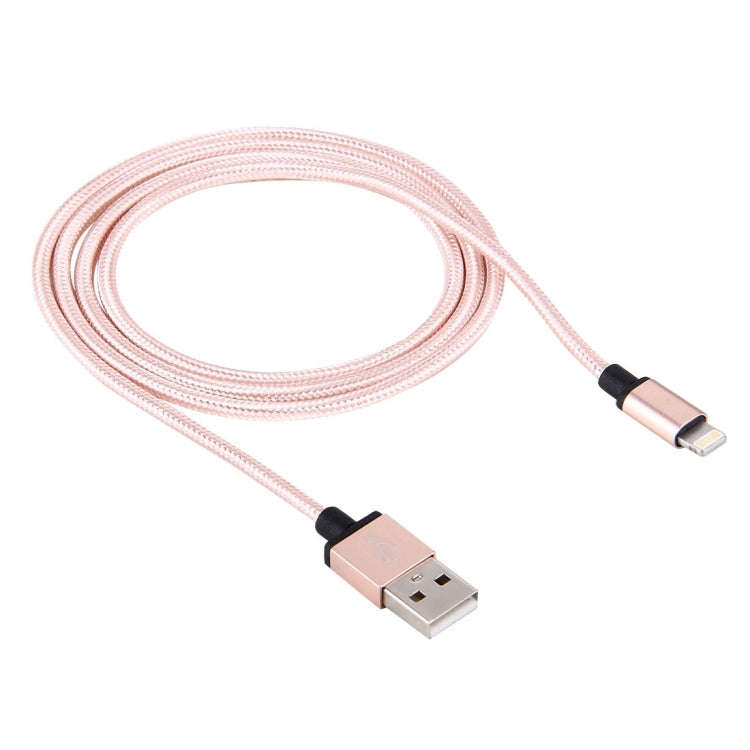 1m Woven Style Metal Head 58 Cores 8 Pin to USB 2.0 Data / Charger Cable(Pink)