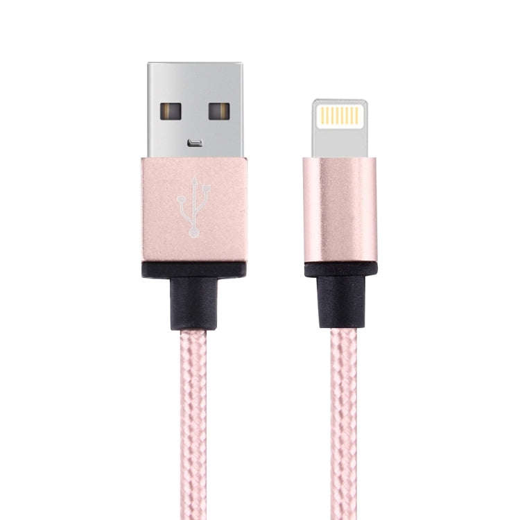 1m Woven Style Metal Head 58 Cores 8 Pin to USB 2.0 Data / Charger Cable(Pink)