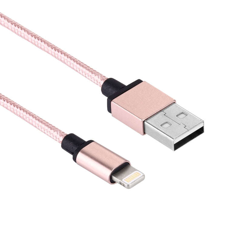 1m Woven Style Metal Head 58 Cores 8 Pin to USB 2.0 Data / Charger Cable(Pink)