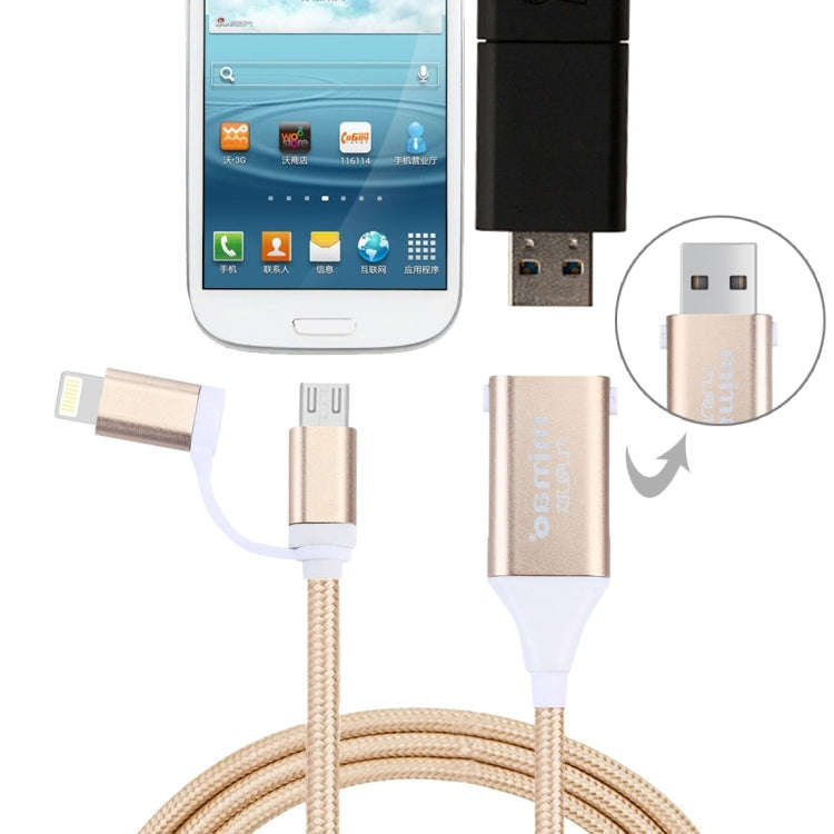 1M Multi-functional Mimao 8pin & Micro USB to OTG & USB 2.0 Data Sync Cable USB Charging Cable, F...