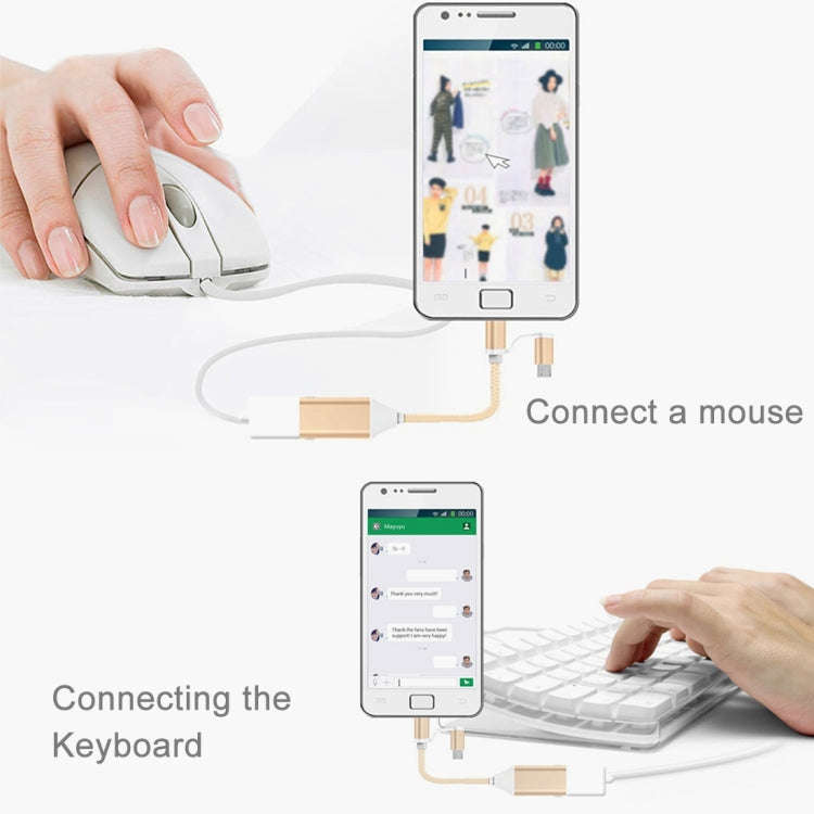 1M Multi-functional Mimao 8pin & Micro USB to OTG & USB 2.0 Data Sync Cable USB Charging Cable, F...