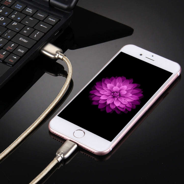 1m Woven 108 Copper Cores 8 Pin to USB Data Sync Charging Cable for iPhone, iPad(Gold)