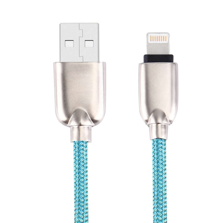 1m Woven 108 Copper Cores 8 Pin to USB Data Sync Charging Cable for iPhone, iPad(Blue)