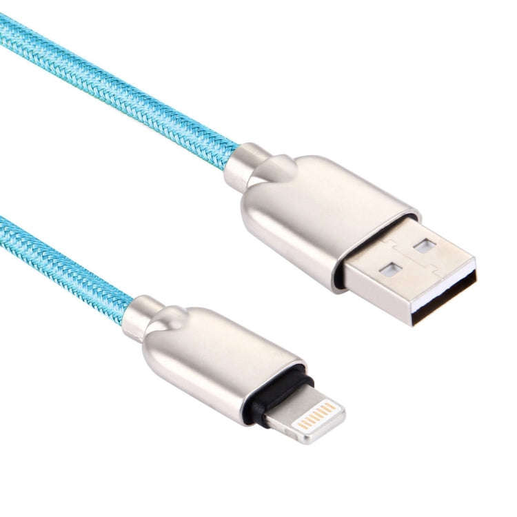1m Woven 108 Copper Cores 8 Pin to USB Data Sync Charging Cable for iPhone, iPad(Blue)