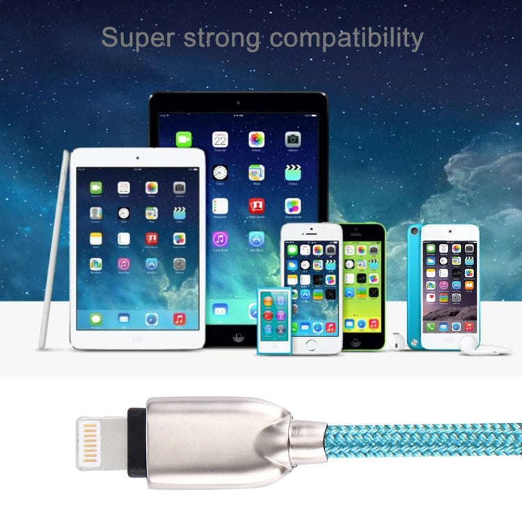 1m Woven 108 Copper Cores 8 Pin to USB Data Sync Charging Cable for iPhone, iPad(Blue)