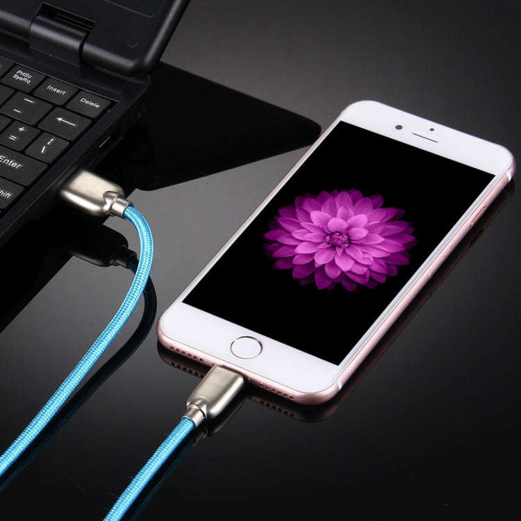 1m Woven 108 Copper Cores 8 Pin to USB Data Sync Charging Cable for iPhone, iPad(Blue)