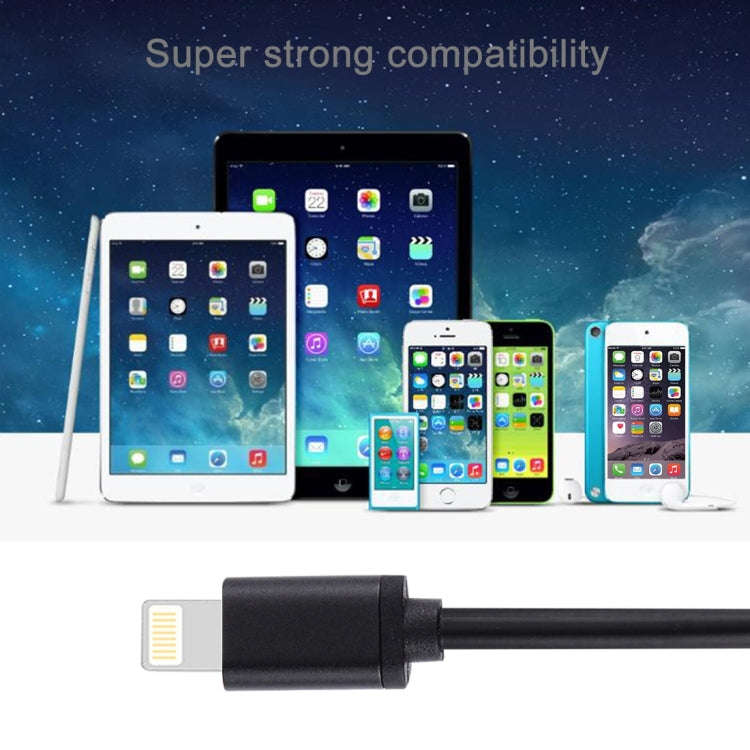 1m 3A 8 Pin to USB Data Sync Charging Cable for iPhone, iPad, Diameter: 4 cm(Black)