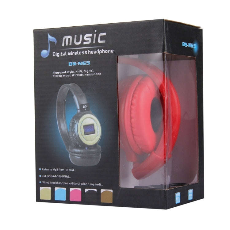 BS-N65 Headband Folding Stereo HiFi Wireless Headphone Headset with LCD Screen & TF Card Slot & L...