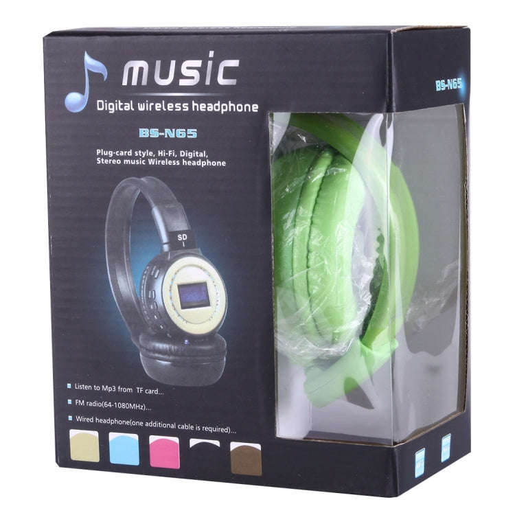 BS-N65 Headband Folding Stereo HiFi Wireless Headphone Headset with LCD Screen & TF Card Slot & L...