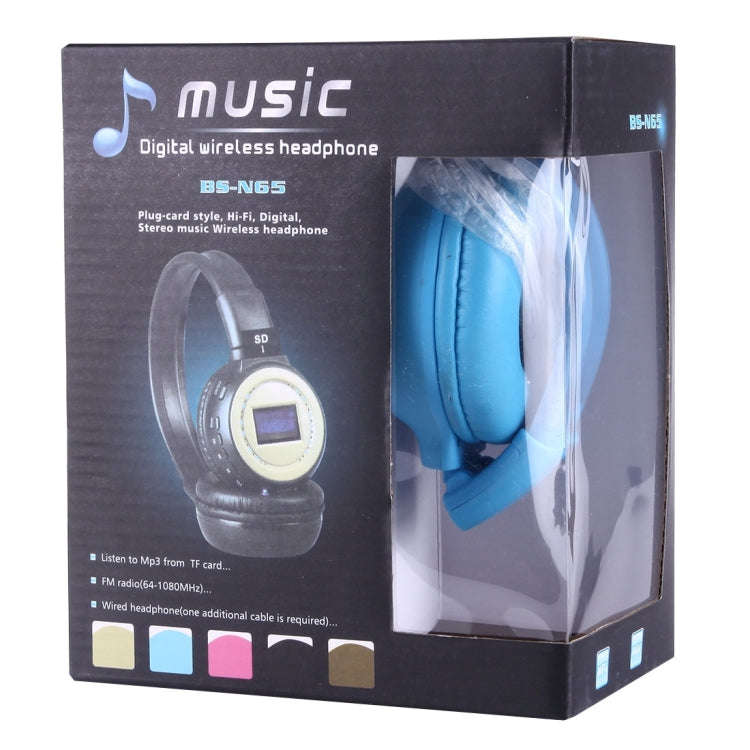BS-N65 Headband Folding Stereo HiFi Wireless Headphone Headset with LCD Screen & TF Card Slot & L...