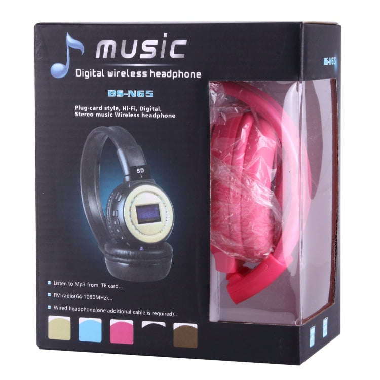 BS-N65 Headband Folding Stereo HiFi Wireless Headphone Headset with LCD Screen & TF Card Slot & L...