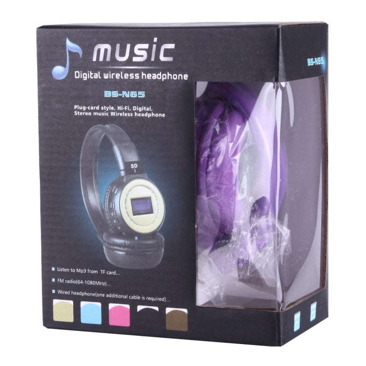BS-N65 Headband Folding Stereo HiFi Wireless Headphone Headset with LCD Screen & TF Card Slot & L...