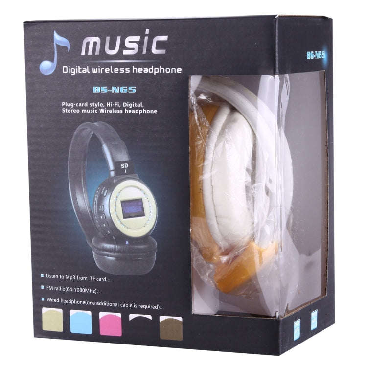 BS-N65 Headband Folding Stereo HiFi Wireless Headphone Headset with LCD Screen & TF Card Slot & L...