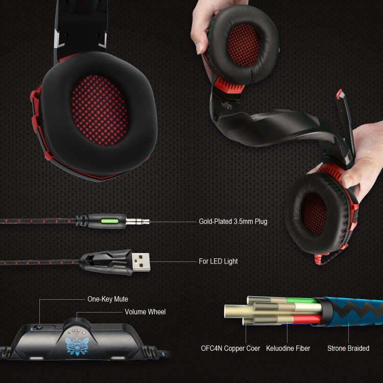 ONIKUMA K2A Over Ear Bass Stereo Surround Gaming Headphone with Microphone & LED Lights(Black Red)