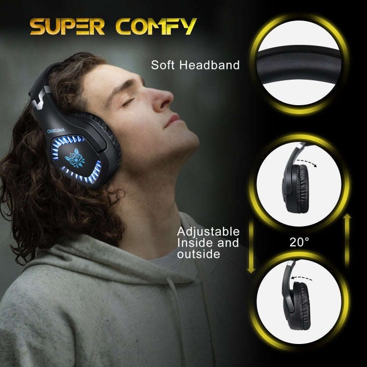 ONIKUMA K1 PRO Stereo Surround Gaming Headphone with Microphone & LED Lights(Black Blue)