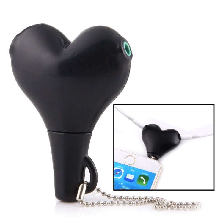 1 Male to 2 Females 3.5mm Jack Plug Multi-function Heart Shaped Earphone Audio Video Splitter Ada...