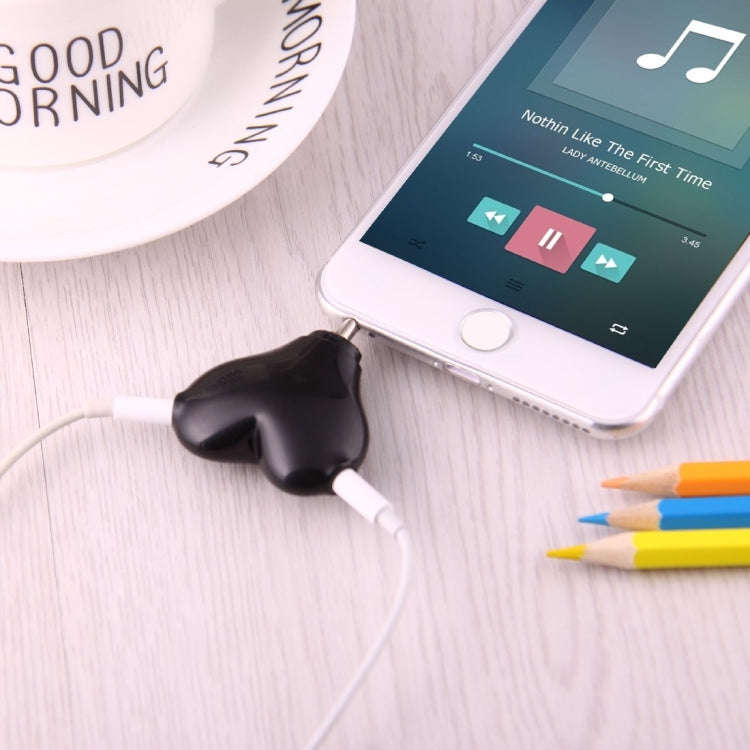 1 Male to 2 Females 3.5mm Jack Plug Multi-function Heart Shaped Earphone Audio Video Splitter Ada...