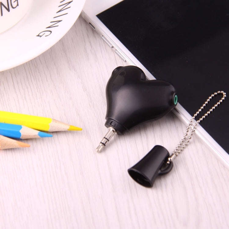 1 Male to 2 Females 3.5mm Jack Plug Multi-function Heart Shaped Earphone Audio Video Splitter Ada...