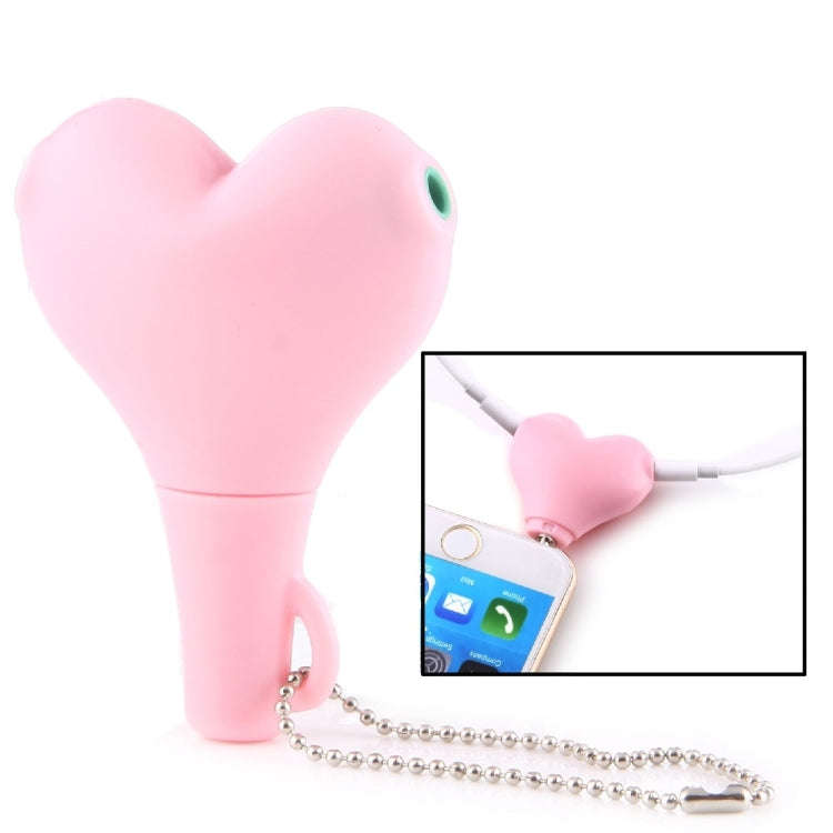1 Male to 2 Females 3.5mm Jack Plug Multi-function Heart Shaped Earphone Audio Video Splitter Ada...