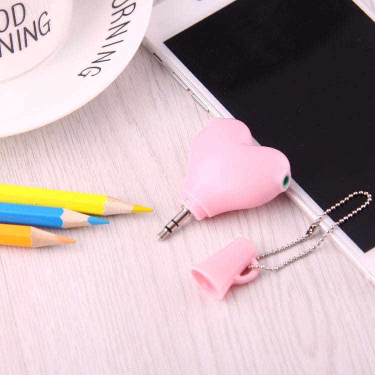 1 Male to 2 Females 3.5mm Jack Plug Multi-function Heart Shaped Earphone Audio Video Splitter Ada...