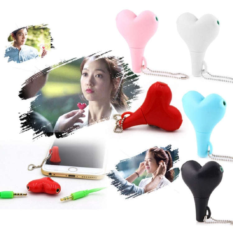 1 Male to 2 Females 3.5mm Jack Plug Multi-function Heart Shaped Earphone Audio Video Splitter Ada...