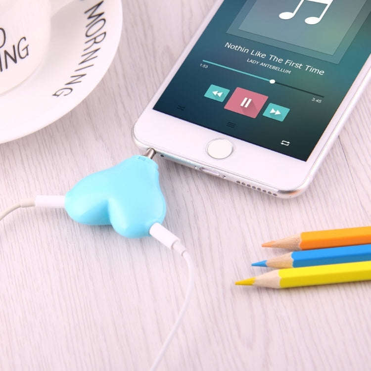 1 Male to 2 Females 3.5mm Jack Plug Multi-function Heart Shaped Earphone Audio Video Splitter Ada...