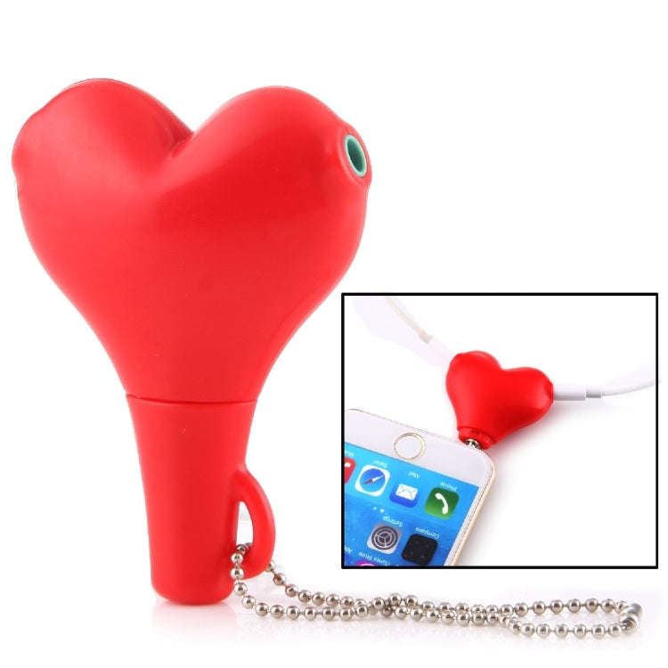 1 Male to 2 Females 3.5mm Jack Plug Multi-function Heart Shaped Earphone Audio Video Splitter Ada...