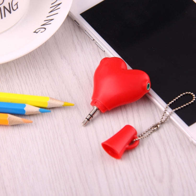 1 Male to 2 Females 3.5mm Jack Plug Multi-function Heart Shaped Earphone Audio Video Splitter Ada...