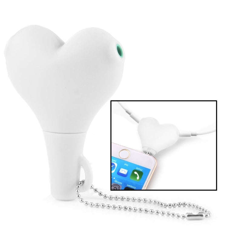1 Male to 2 Females 3.5mm Jack Plug Multi-function Heart Shaped Earphone Audio Video Splitter Ada...