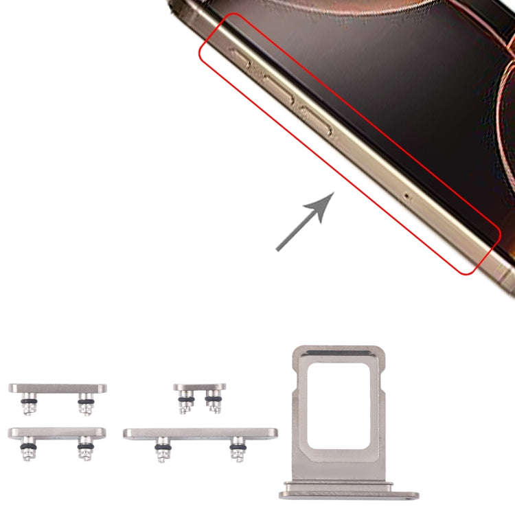 For iPhone 16 Pro Max Original SIM Card Tray + Side Keys (Silver)