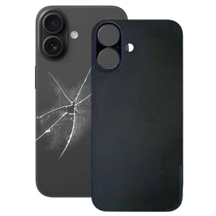 For iPhone 16 Plus Easy Replacement Big Camera Hole Glass Back Battery Cover(Black)