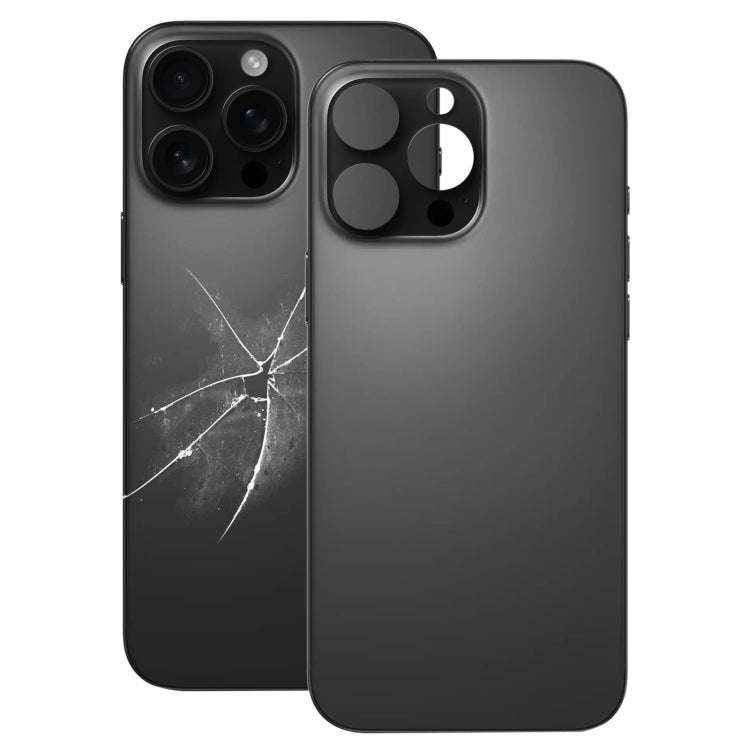 For iPhone 16 Pro Max Easy Replacement Big Camera Hole Glass Back Battery Cover(Black)