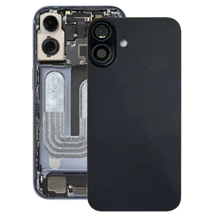 For iPhone 16 Battery Back Cover with Camera Lens Cover(Black)