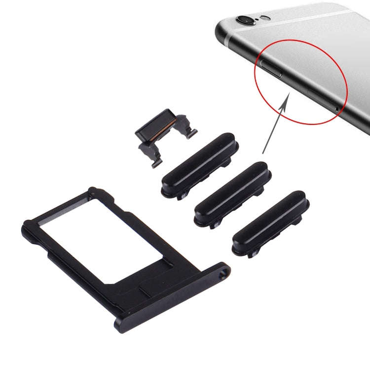 4 in 1 for iPhone 6s (Card Tray + Volume Control Key + Power Button + Mute Switch Vibrator Key)(B...
