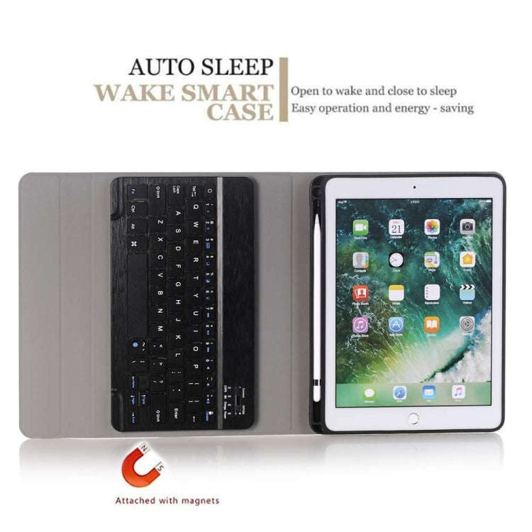 Detachable Bluetooth Keyboard + Horizontal Flip Leather Tablet Case with Holder & Pencil Holder f...