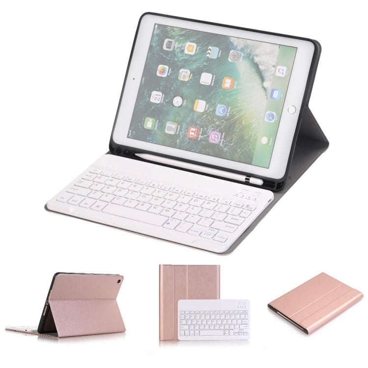 Detachable Bluetooth Keyboard + Horizontal Flip Leather Tablet Case with Holder & Pencil Holder f...