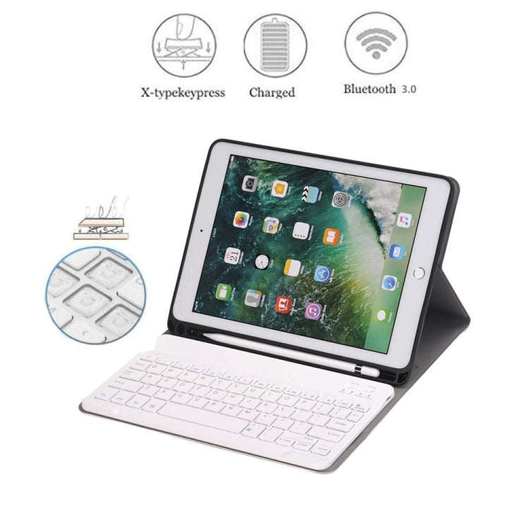 Detachable Bluetooth Keyboard + Horizontal Flip Leather Tablet Case with Holder & Pencil Holder f...
