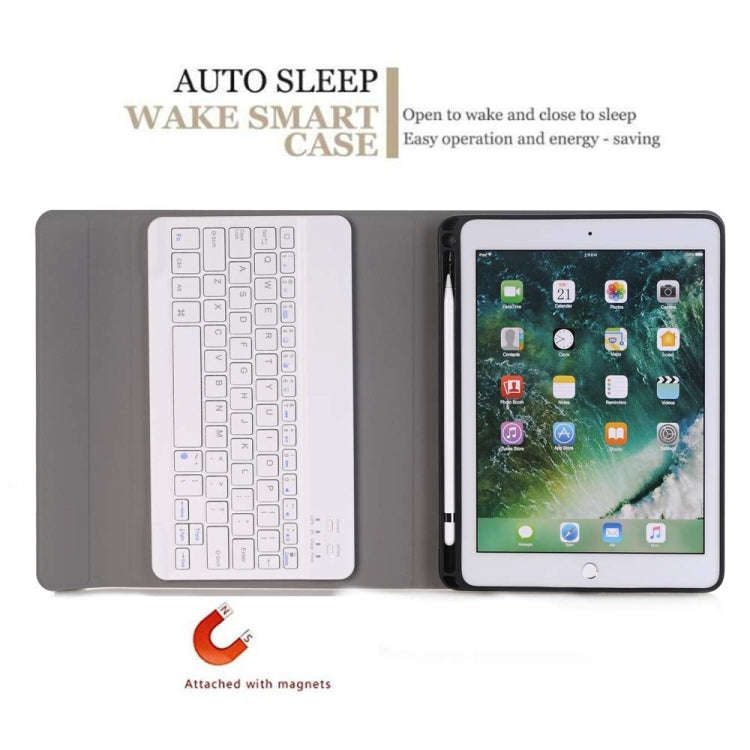 Detachable Bluetooth Keyboard + Horizontal Flip Leather Tablet Case with Holder & Pencil Holder f...