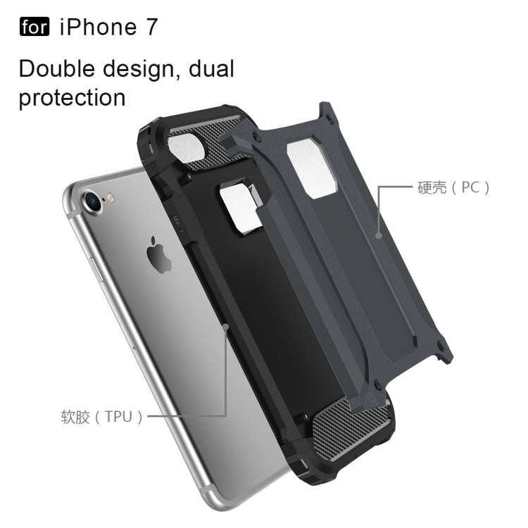 For iPhone 7 Armor TPU + PC Combination Phone Case(Dark Blue)