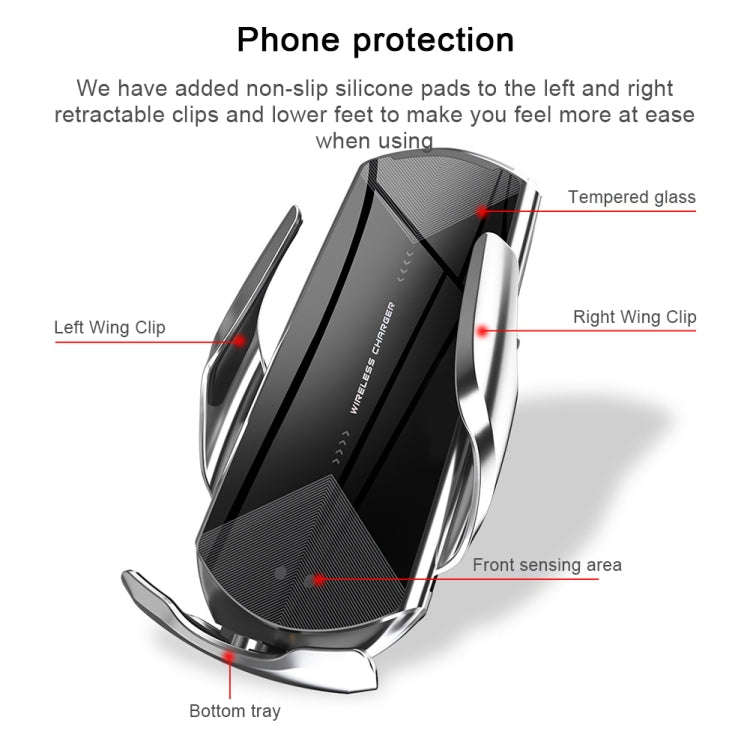 Q2 15W Universal Rotation Infrared Induction Magnetic Car Wireless Charging Mobile Phone Holder w...