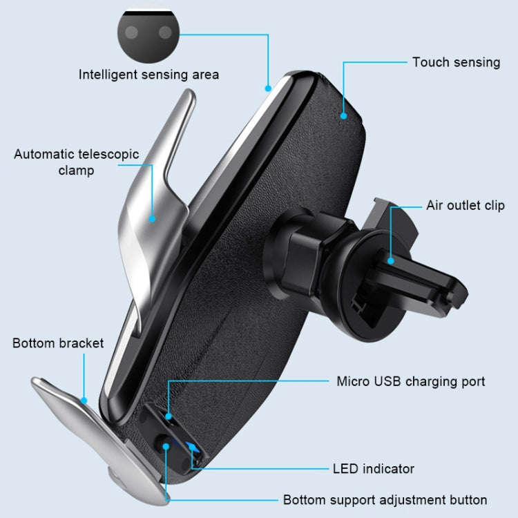 S7 15W QI 360 Degree Rotatable Infrared Induction Car Air Outlet Wireless Charging Mobile Phone H...