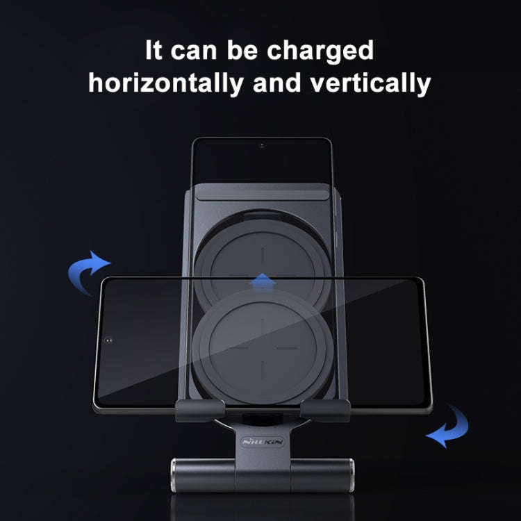 NILLKIN 2 in 1 15W PoweHold Mini Vertical Foldable Detachable Wireless Charger Mobile Phone Holde...