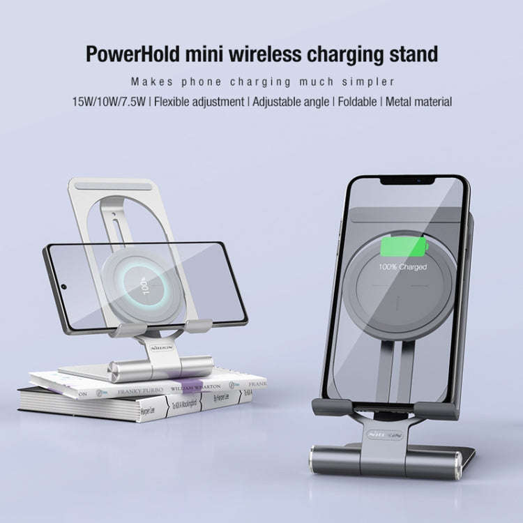 NILLKIN 2 in 1 15W PoweHold Mini Vertical Foldable Detachable Wireless Charger Mobile Phone Holde...